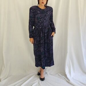 80s Purple‎ and Green Floral Skirt Set